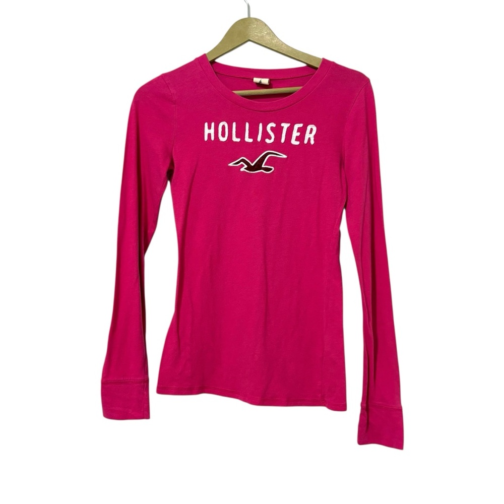 Hollister Vintage Y2K Size Medium Pink Graphic Logo Long Sleeve Shirt Coastal